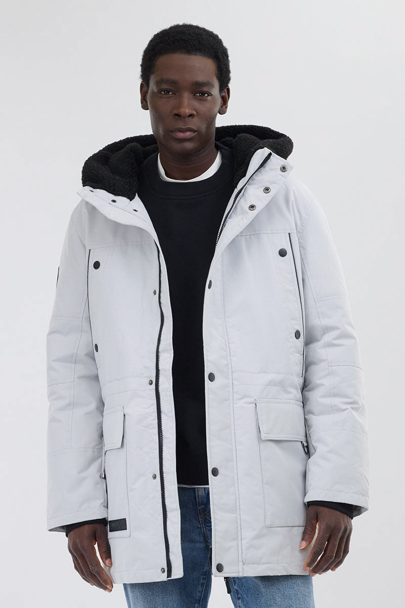Canada Weather Gear Sherpa Lined Hood Parka Jacket White
