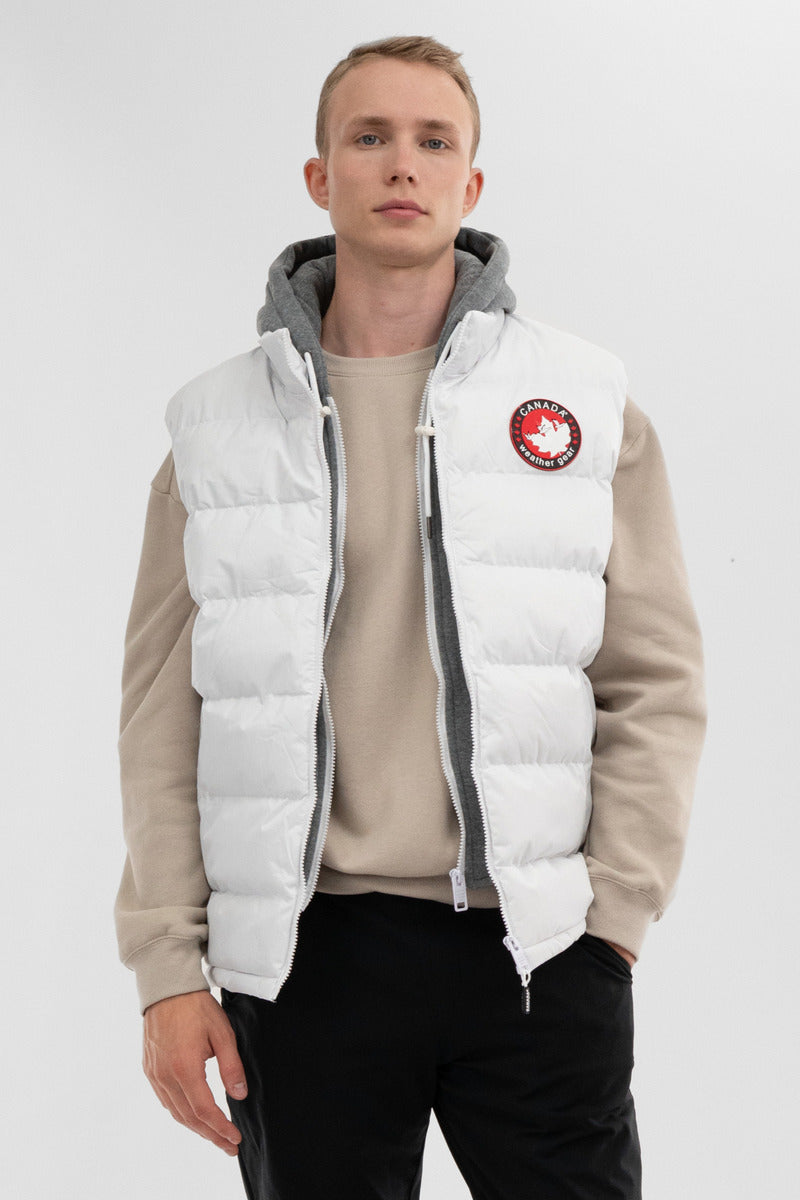 Canada Weather Gear Hooded Puffer Vest White