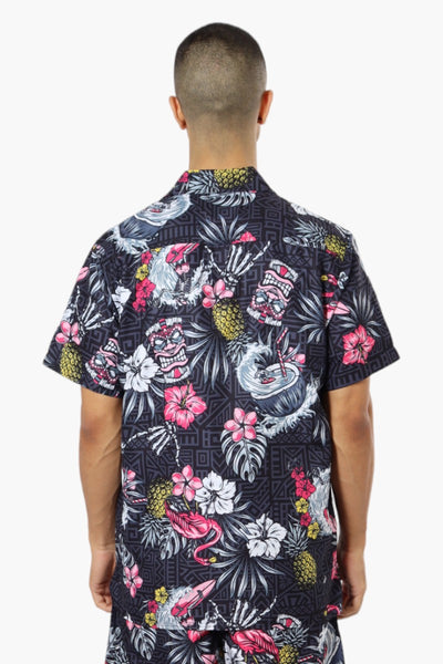 Boardsports Tropical Pattern Button Up Casual Shirt - Black - Mens Casual Shirts - International Clothiers