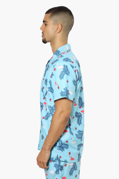 Boardsports Tropical Pattern Button Up Casual Shirt - Blue - Mens Casual Shirts - International Clothiers