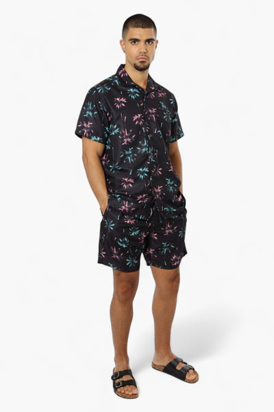 Boardsports Palm Tree Pattern Button Up Casual Shirt - Black - Mens Casual Shirts - International Clothiers