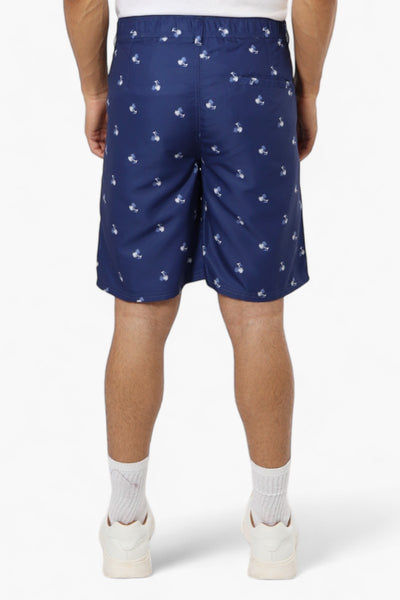 Vroom & Dreesmann Palm Tree Pattern Button Fly Shorts - Blue - Mens Shorts & Capris - International Clothiers