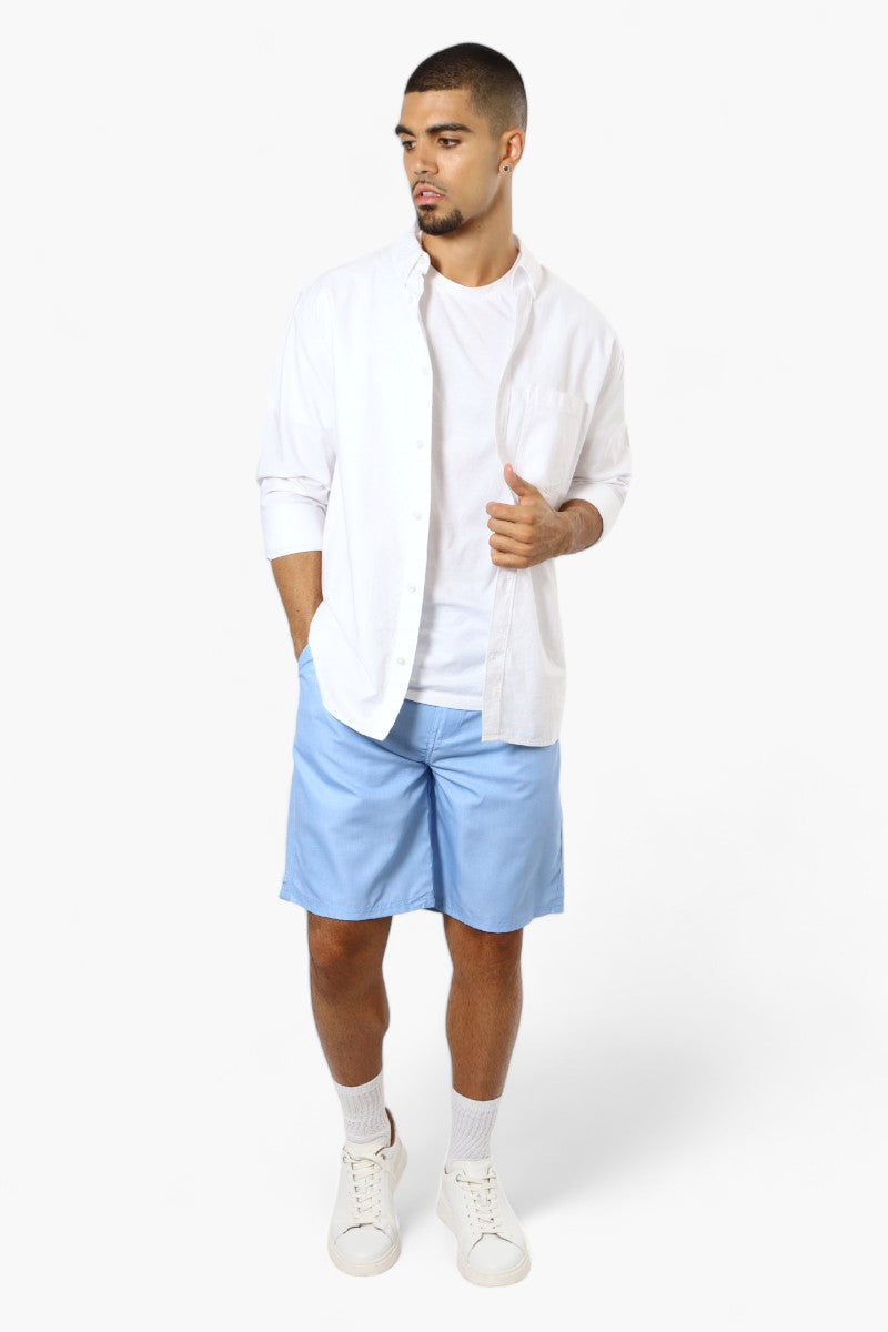 Vroom & Dreesmann Basic Button Fly Shorts - Blue - Mens Shorts & Capris - International Clothiers