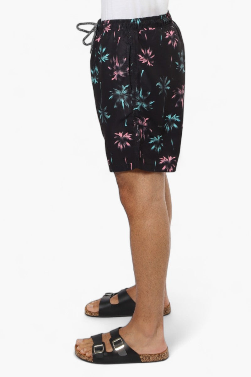 Boardsports Palm Tree Pattern Tie Waist Shorts - Black - Mens Shorts & Capris - International Clothiers