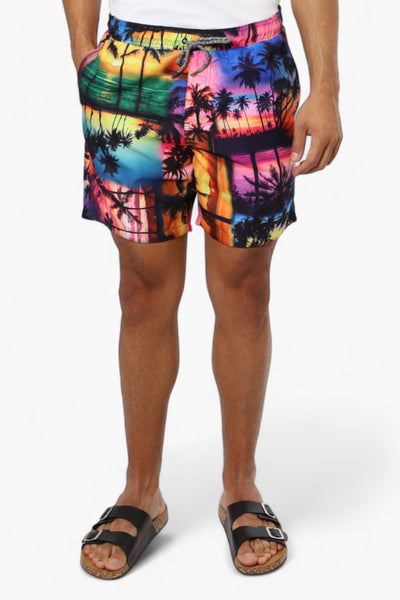 Boardsports Palm Tree Printed Tie Waist Shorts - Multi - Mens Shorts & Capris - International Clothiers