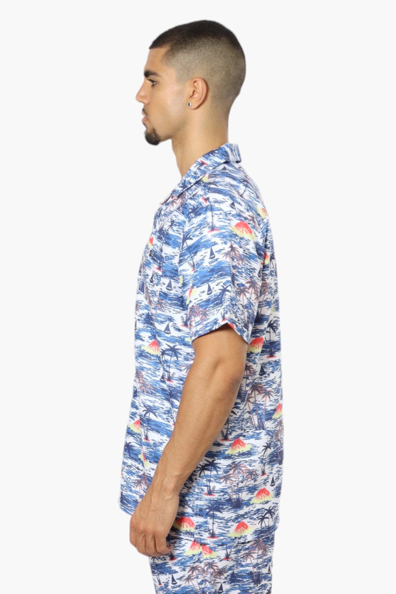 Boardsports Tropical Pattern Button Up Casual Shirt - Blue - Mens Casual Shirts - International Clothiers