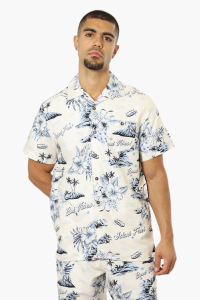 Boardsports Palm Floral Button Up Casual Shirt - Cream - Mens Casual Shirts - International Clothiers