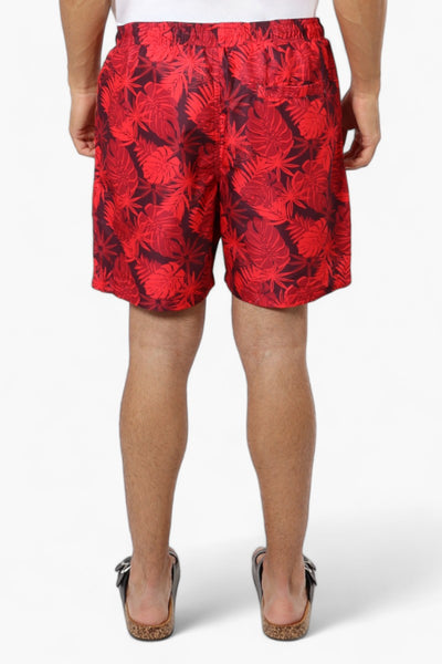 Boardsports Leaf Pattern Tie Waist Shorts - Red - Mens Shorts & Capris - International Clothiers