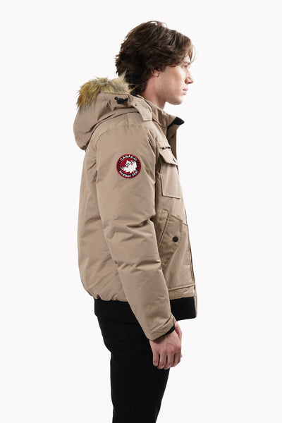 Canada Weather Gear Flap Pocket Bomber Jacket - Beige - Mens Bomber Jackets - International Clothiers