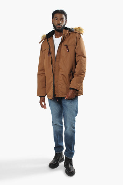Canada Weather Gear Solid Hooded Parka Jacket - Brown - Mens Parka Jackets - International Clothiers