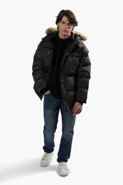 Canada Weather Gear Vegan Fur Hood Parka Jacket - Grey - Mens Parka Jackets - International Clothiers