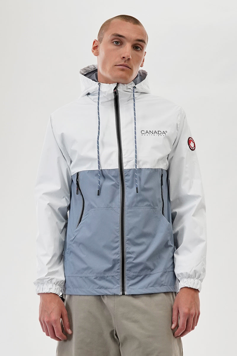 Canada Weather Gear Hooded Colour Block Lightweight Jacket - White - Mens Lightweight Jackets - International Clothiers