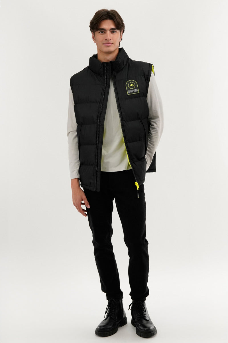 Super Triple Goose Double Pocket Bubble Vest - Black - Mens Vests - International Clothiers