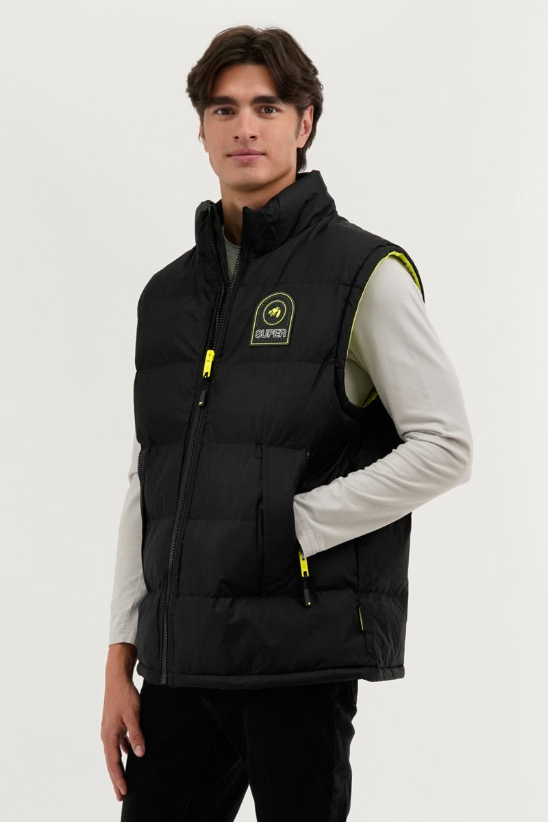 Super Triple Goose Double Pocket Bubble Vest - Black - Mens Vests - International Clothiers