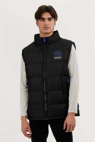 Super Triple Goose Double Pocket Bubble Vest - Black - Mens Vests - International Clothiers