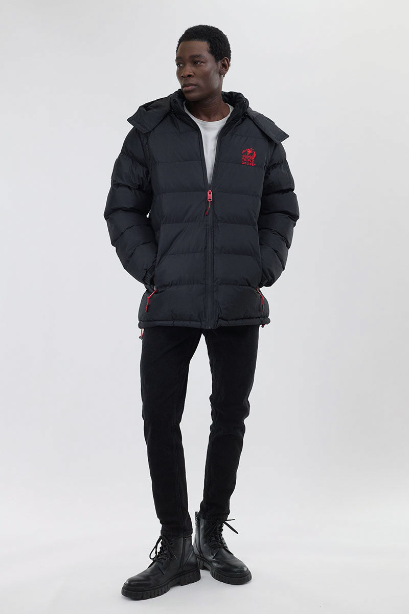 Super Triple Goose Zip Off Sleeve Bomber Jacket - Black - Mens Bomber Jackets - International Clothiers