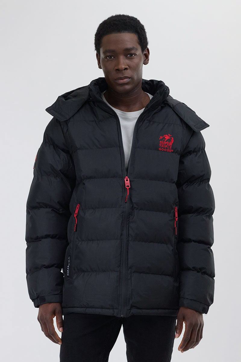 Super Triple Goose Zip Off Sleeve Bomber Jacket - Black - Mens Bomber Jackets - International Clothiers