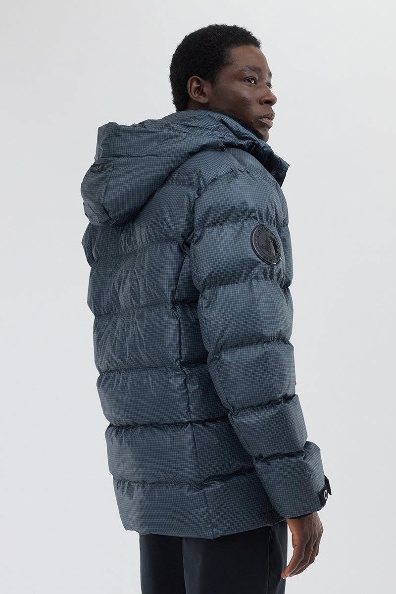 Canada Weather Gear Grid Pattern Puffer Parka Jacket - Blue - Mens Parka Jackets - International Clothiers