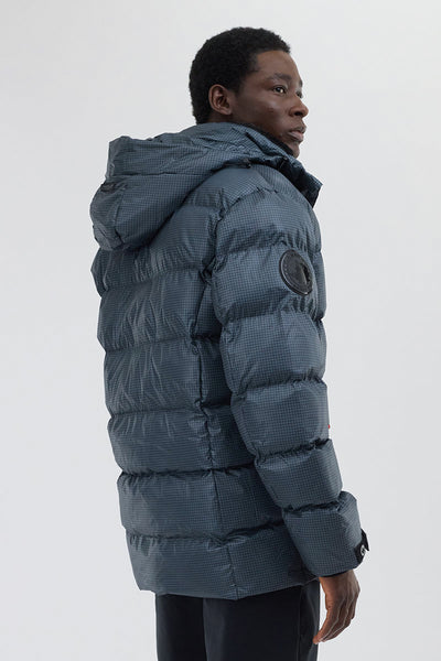 Canada Weather Gear Grid Pattern Puffer Parka Jacket - Blue - Mens Parka Jackets - International Clothiers