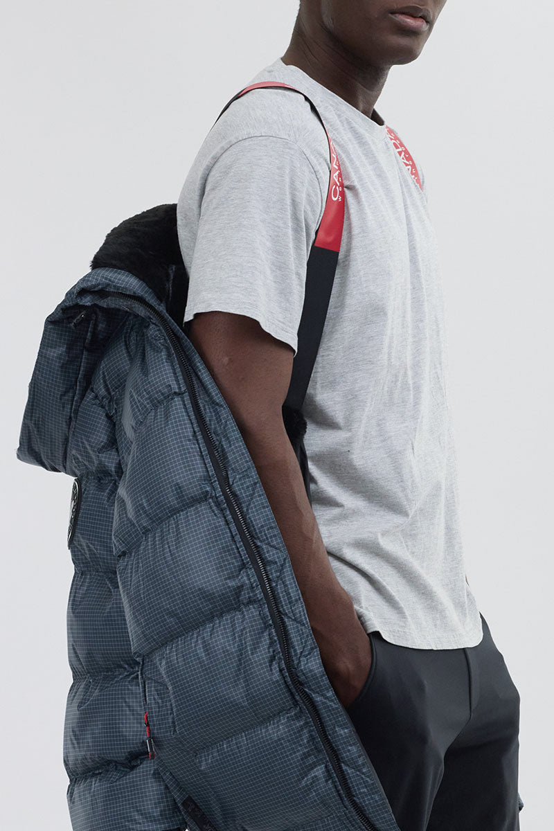 Canada Weather Gear Grid Pattern Puffer Parka Jacket - Blue - Mens Parka Jackets - International Clothiers