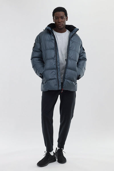 Canada Weather Gear Grid Pattern Puffer Parka Jacket - Blue - Mens Parka Jackets - International Clothiers