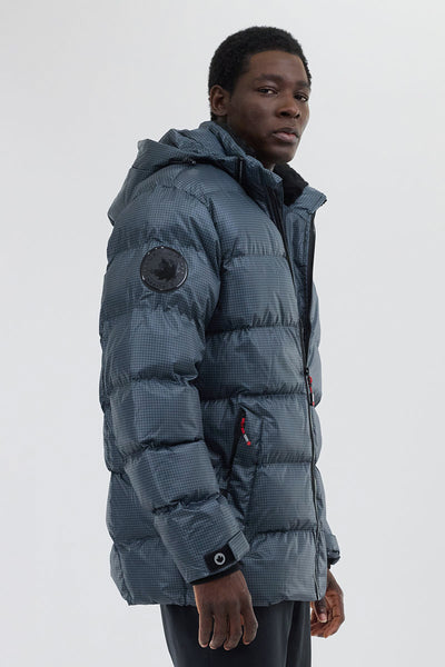 Canada Weather Gear Grid Pattern Puffer Parka Jacket - Blue - Mens Parka Jackets - International Clothiers