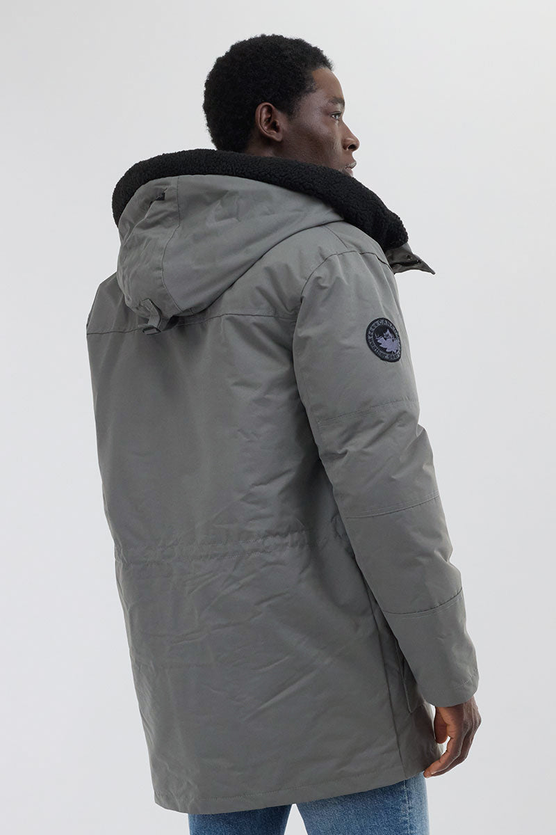 Canada Weather Gear Sherpa Lined Hood Parka Jacket - Grey - Mens Parka Jackets - International Clothiers