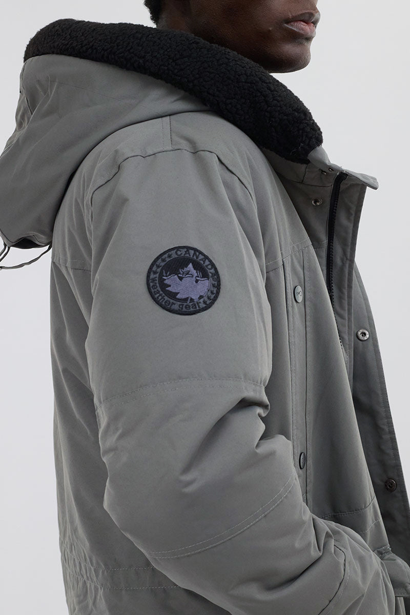 Canada Weather Gear Sherpa Lined Hood Parka Jacket - Grey - Mens Parka Jackets - International Clothiers