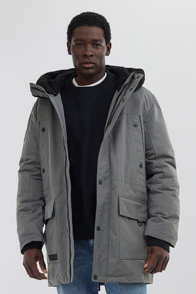 Canada Weather Gear Sherpa Lined Hood Parka Jacket - Grey - Mens Parka Jackets - International Clothiers