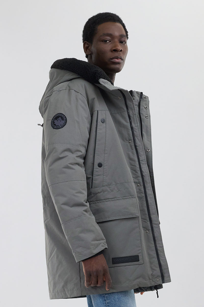 Canada Weather Gear Sherpa Lined Hood Parka Jacket - Grey - Mens Parka Jackets - International Clothiers