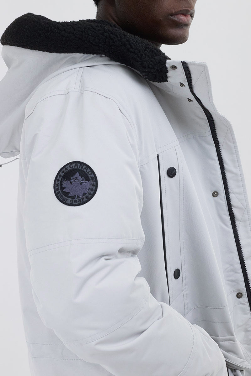Canada Weather Gear Sherpa Lined Hood Parka Jacket - White - Mens Parka Jackets - International Clothiers