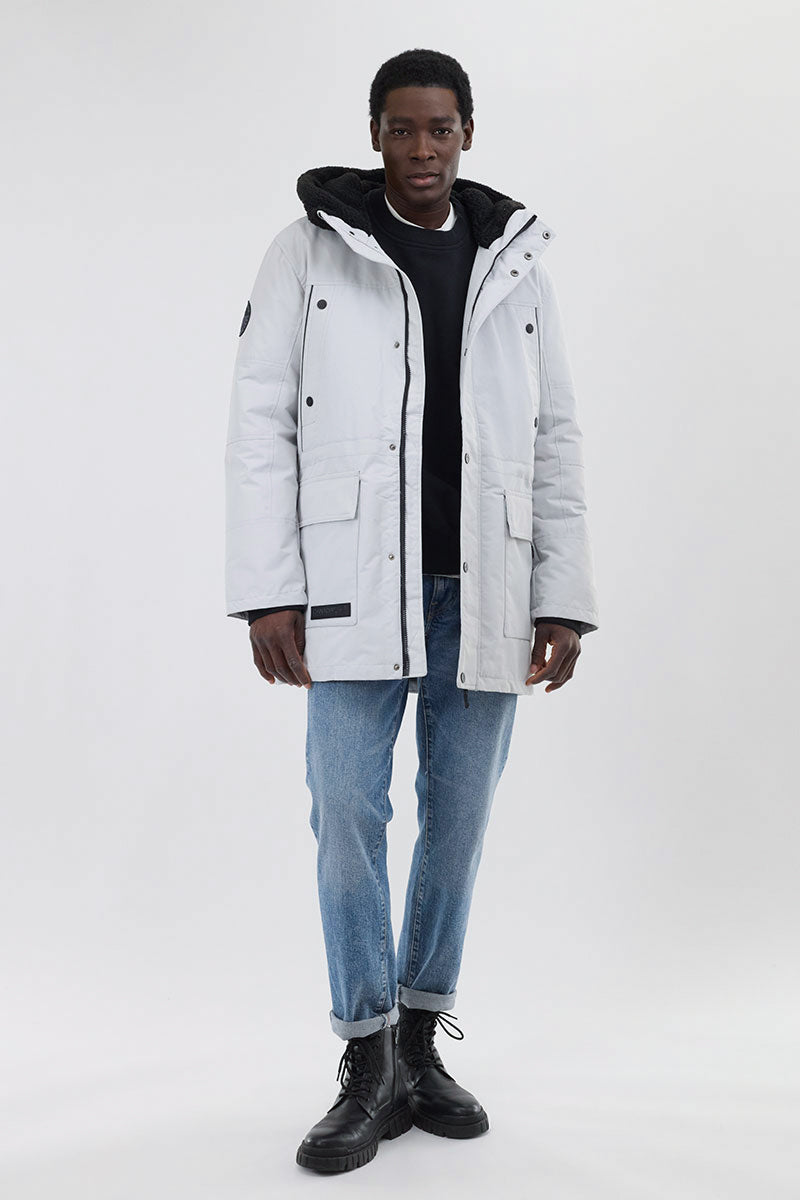 Canada Weather Gear Sherpa Lined Hood Parka Jacket - White - Mens Parka Jackets - International Clothiers