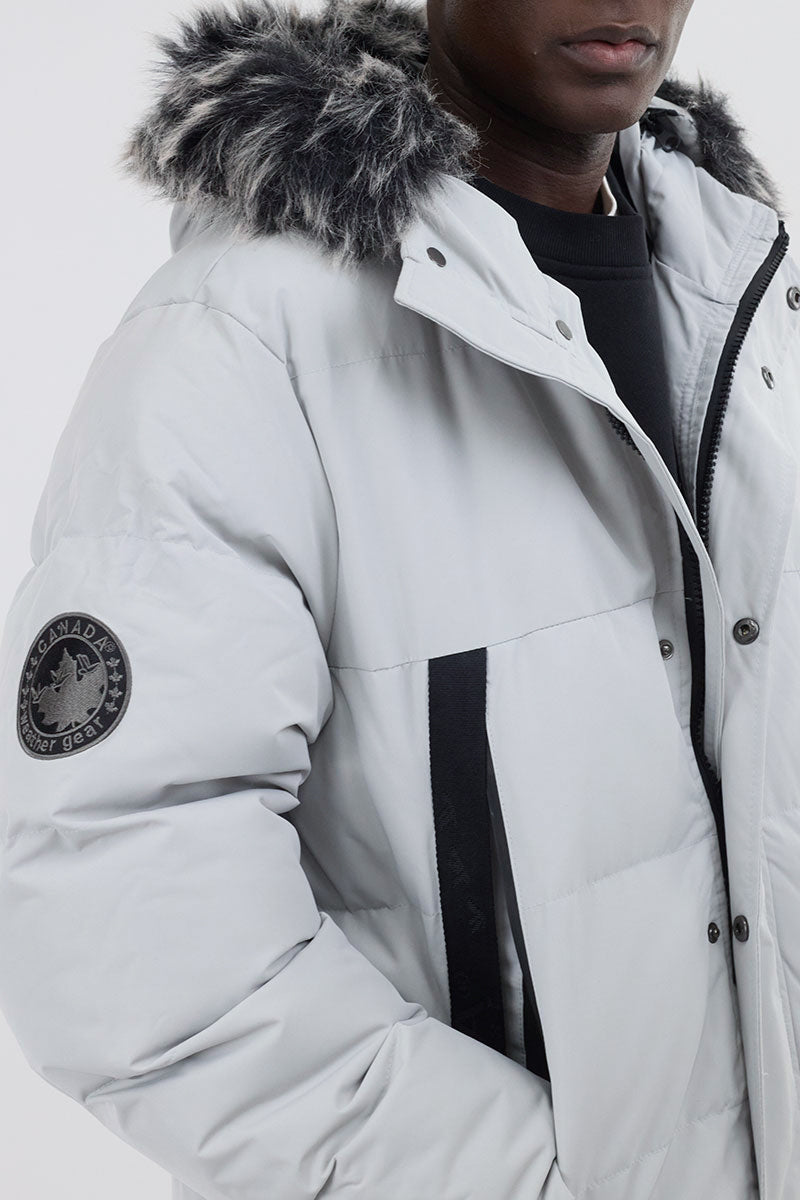 Canada Weather Gear Faux Fur Trim Puffer Parka Jacket - Stone - Mens Parka Jackets - International Clothiers
