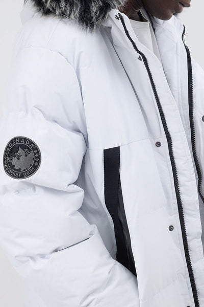 Canada Weather Gear Faux Fur Trim Puffer Parka Jacket - White - Mens Parka Jackets - International Clothiers