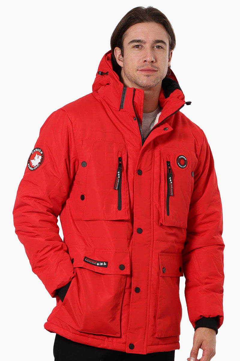 Canada Weather Gear Mouton Lined Parka Jacket - Red - Mens Parka Jackets - International Clothiers