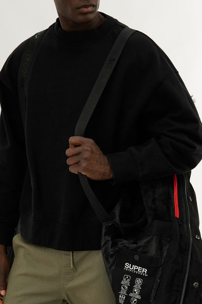 Super Triple Goose Faux Fur Lined Backpack Strap Parka Jacket - Black - Mens Parka Jackets - International Clothiers