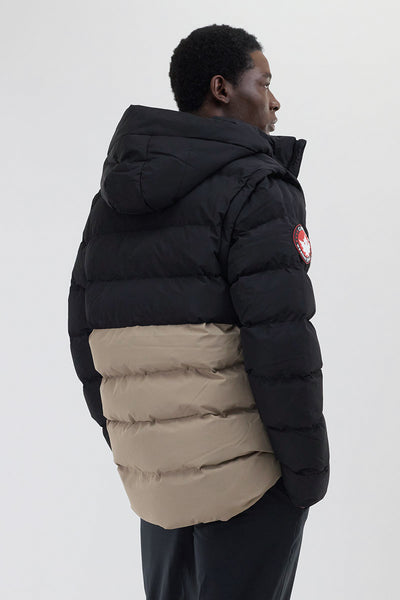 Canada Weather Gear Colour Block Zip Off Sleeve Bomber Jacket - Beige - Mens Bomber Jackets - International Clothiers