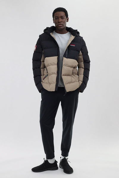 Canada Weather Gear Colour Block Zip Off Sleeve Bomber Jacket - Beige - Mens Bomber Jackets - International Clothiers