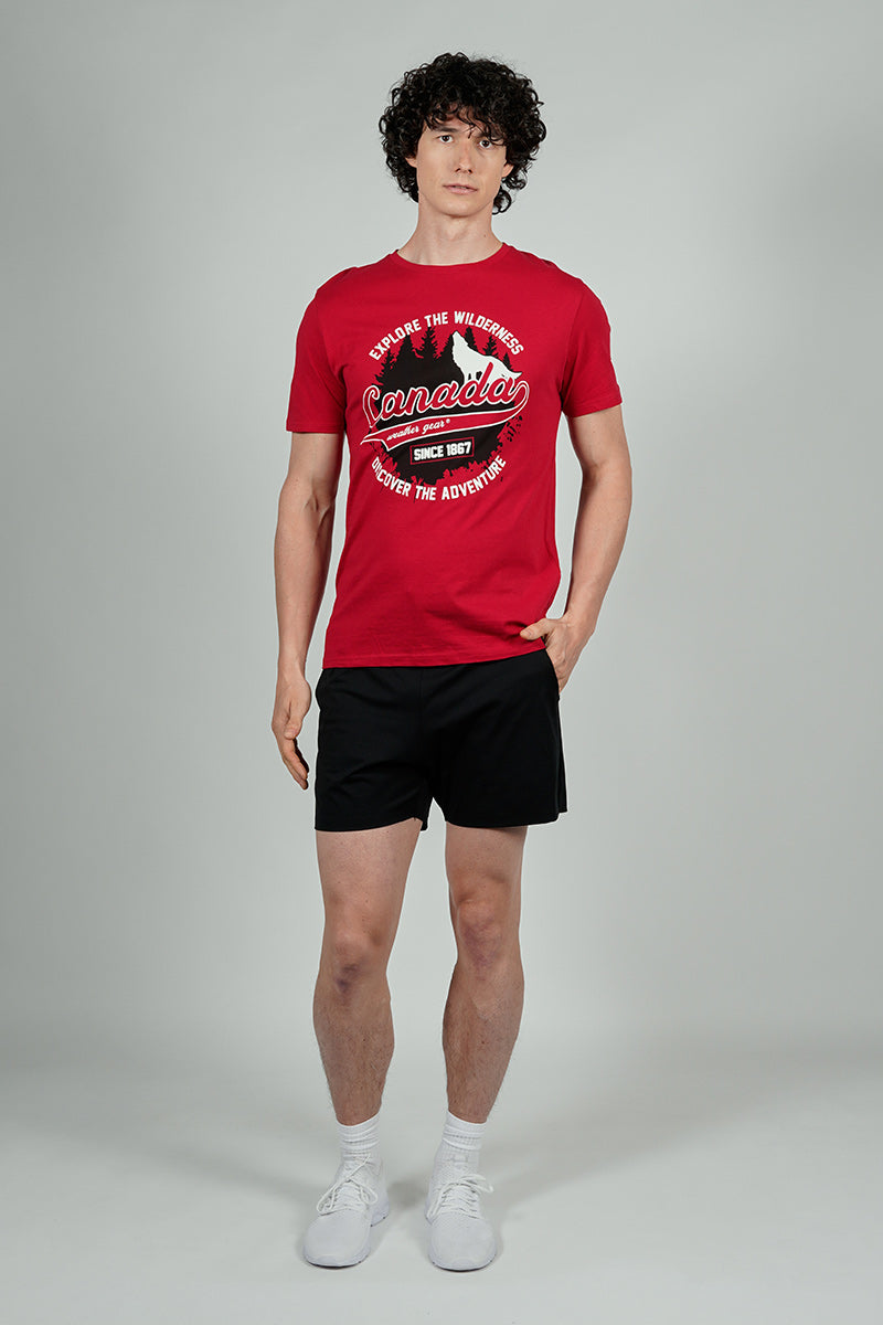 Canada Weather Gear Discover The Adventure Print Tee - Red