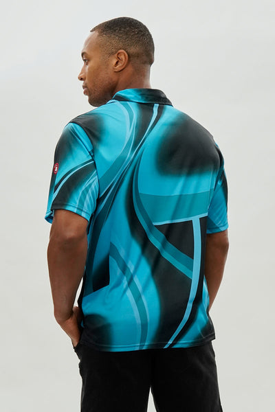 Canada Weather Gear Performance Abstract Geometric Print Polo Shirt - Blue - Mens Polo Shirts - International Clothiers