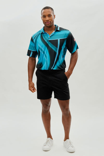 Canada Weather Gear Performance Abstract Geometric Print Polo Shirt - Blue - Mens Polo Shirts - International Clothiers