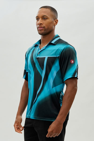 Canada Weather Gear Performance Abstract Geometric Print Polo Shirt - Blue - Mens Polo Shirts - International Clothiers