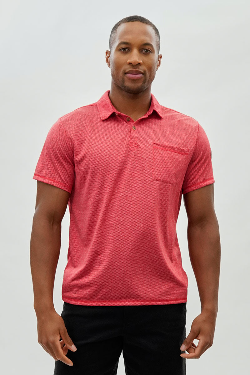 Canada Weather Gear Waffle Texture Polo Shirt - Red