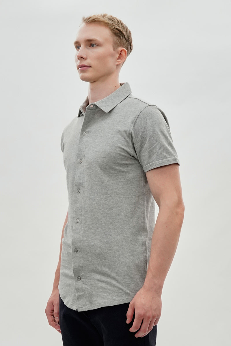 Canada Weather Gear Travel Collection Solid Button Up Casual Shirt - Grey - Mens Casual Shirts - International Clothiers