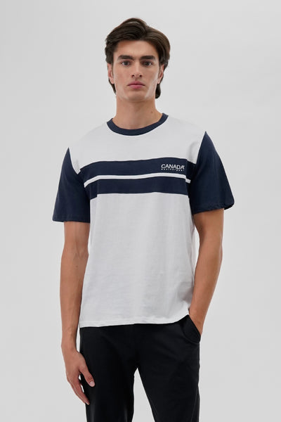 Canada Weather Gear Striped Colour Block Tee - White - Mens Tees & Tank Tops - International Clothiers