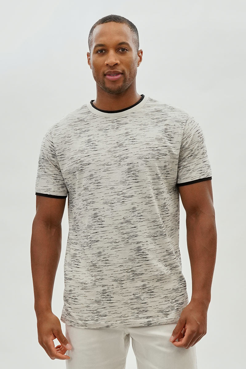 Canada Weather Gear Vintage Patterned Crewneck Tee - Stone