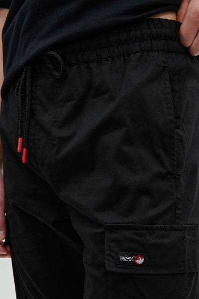 Canada Weather Gear Adventure Bound Tie Waist Cargo Pocket Pants - Black