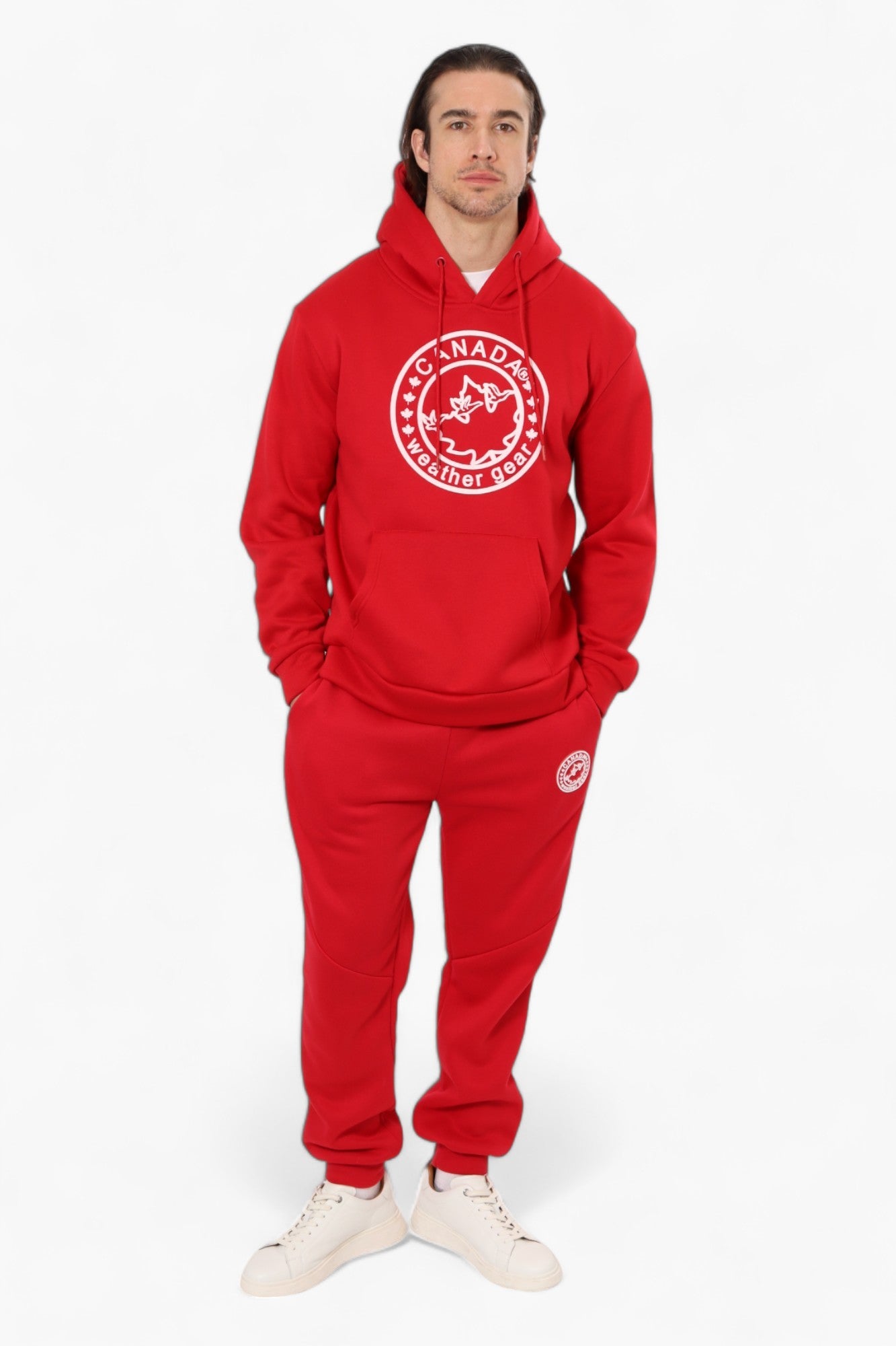 Canada Weather Gear Solid Centre Logo Hoodie - Red - Mens Hoodies & Sweatshirts - International Clothiers