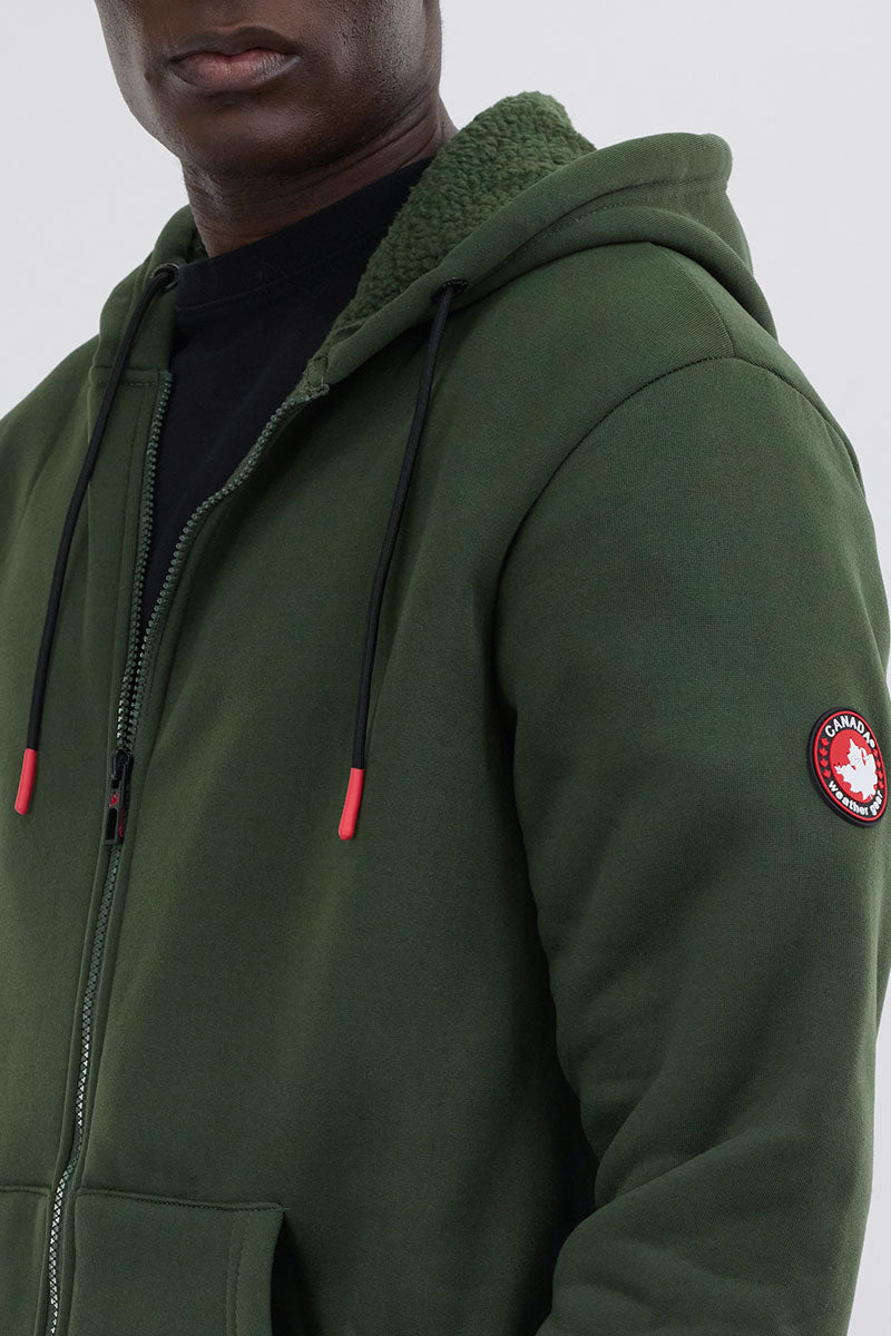 Canada Weather Gear Fleece Lined Zip Up Hoodie - Olive - Mens Hoodies & Sweatshirts - International Clothiers