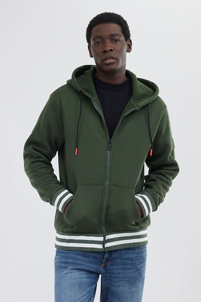 Canada Weather Gear Fleece Lined Zip Up Hoodie - Olive - Mens Hoodies & Sweatshirts - International Clothiers